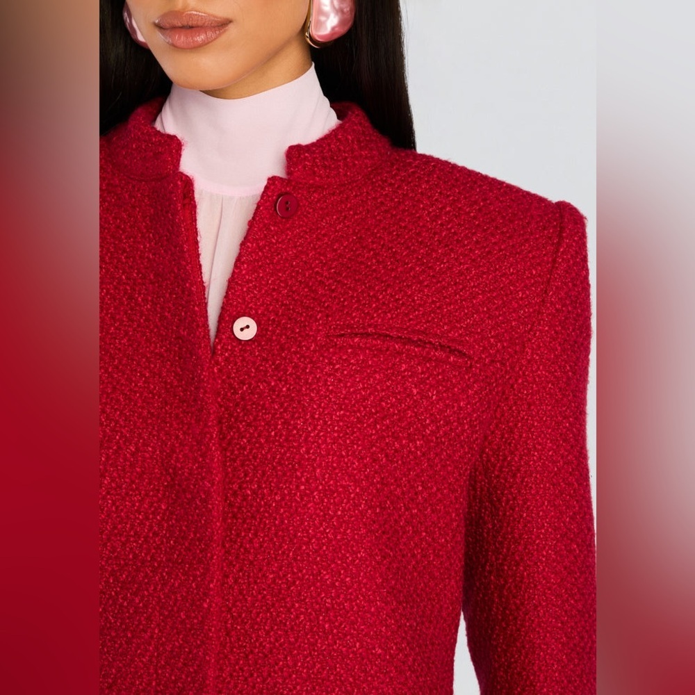New! SER.O.YA Kristen Boucle Lady Buttoned Jacket Ruby Red Blazer ♥️ Small - Picture 4 of 15